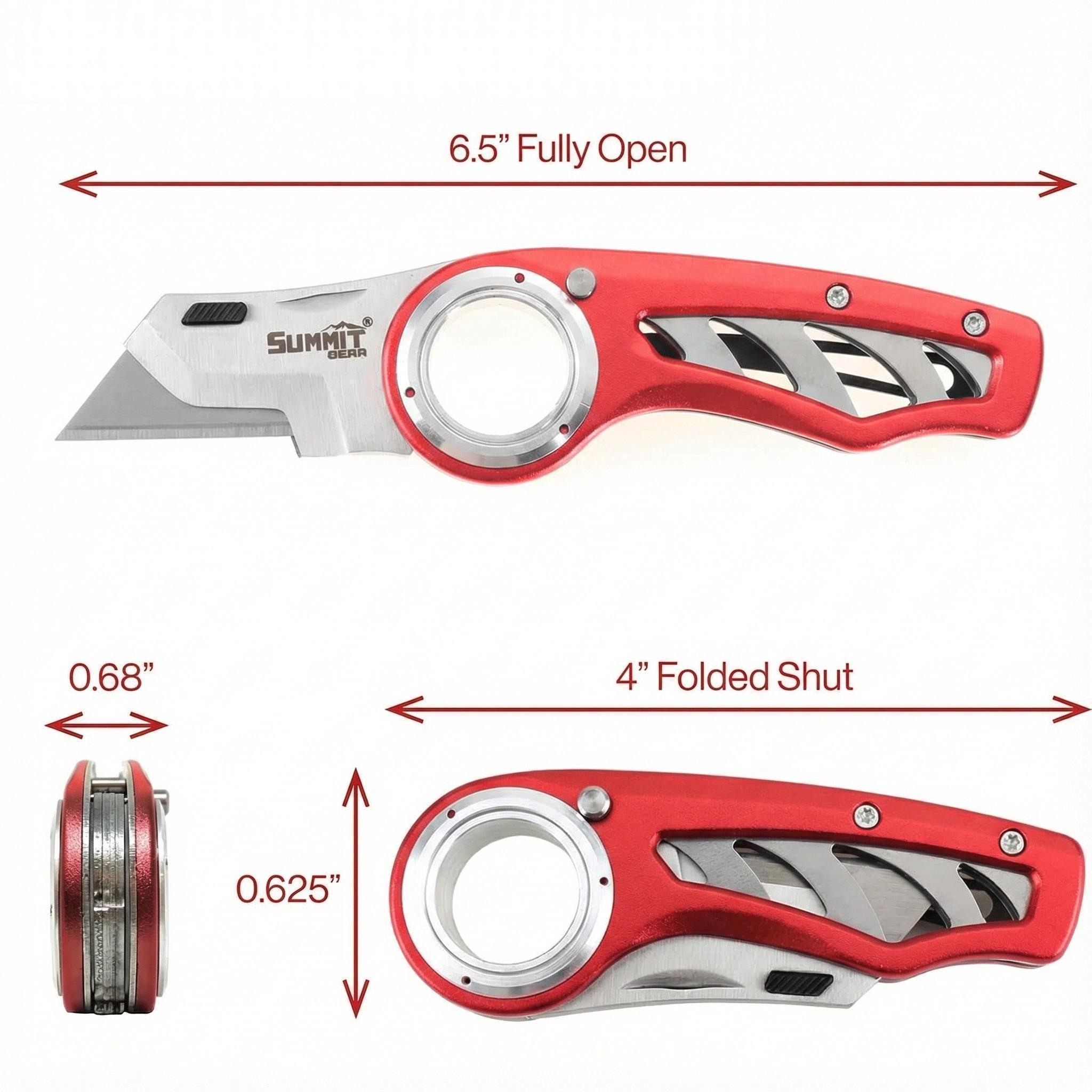 EDC Folding Utility Knife,Compact,BoxCutter,Lightweight,Aluminum Handle,5 PICS SK5 Blades replacement,Belt Clip,knives for men,tools and gadgets for him,EDC Tool for HomeOffice,navajas para hombres trabajo