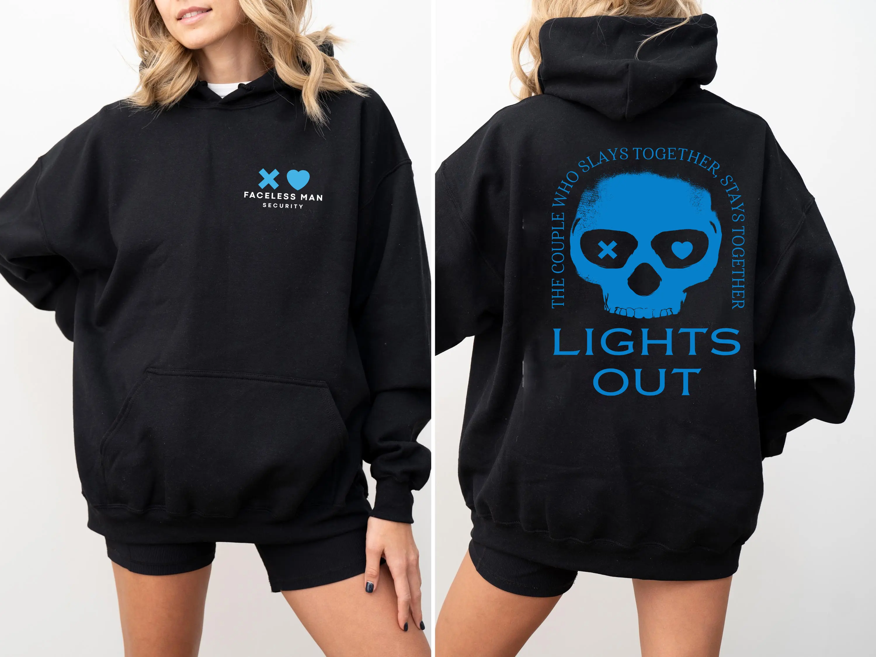 Lights Out 2 Sided Sweatshirt, Hoodie, Navessa Allen Sweatshirt, Blue Skull Navessa Allen Book Sweater, Dark Romance Hoodie, Into Darkness Shirt
