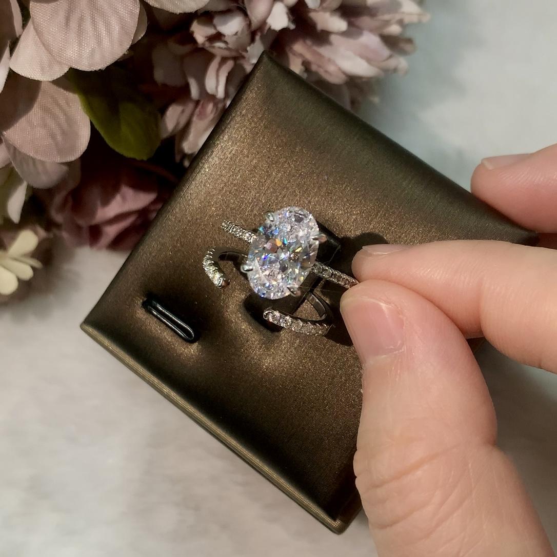 8A Cubic Zirconia S925 Sterling Silver Radiant Cut Oval Four-Claw Ring 8*12  fashion jewelry accessory woman girl promise ring-119(50%)