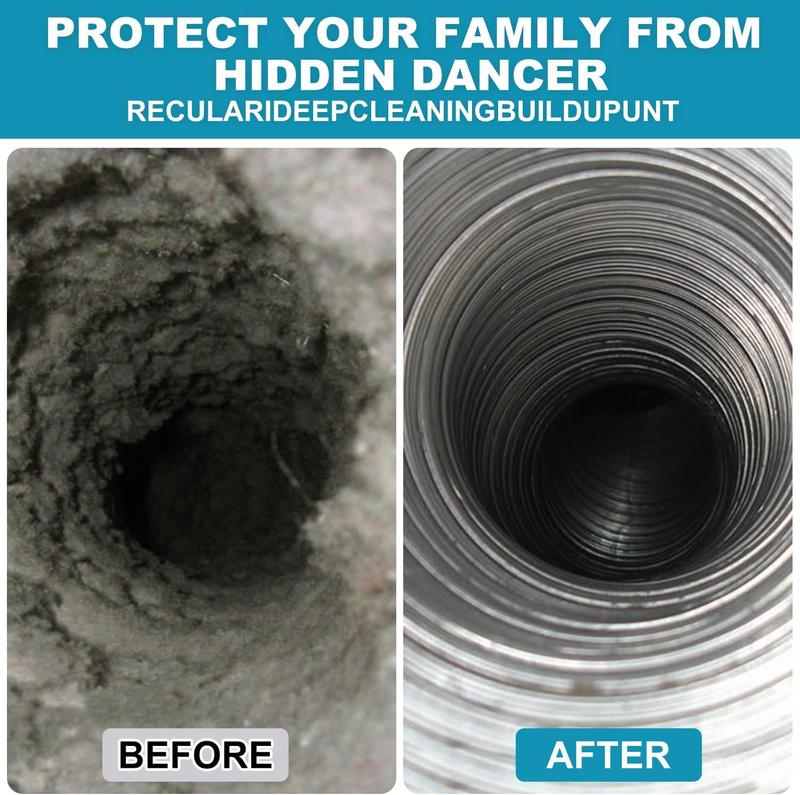 15 Feet Dryer Vent Cleaner Kit/Lint Remover/Upgraded Flexible Quick-Snap Brush with Drill Attachment/Fireplace Chimney Brushes for Easy to Clean/Cleaning Tool Use with or Without Power Drill
