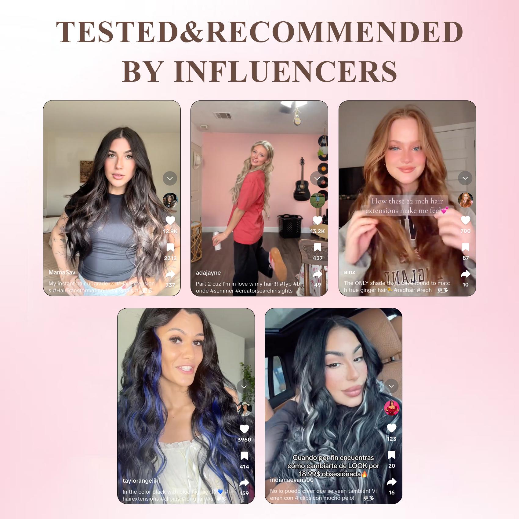 [ Qbeauty Red Shades Collection ]Clip- in Synthetic Hair Extensions Long Wavy 4PCS Thick Hairpieces Double Weft Natural Hair Extensions for Women Outdoorfun SpringStatements