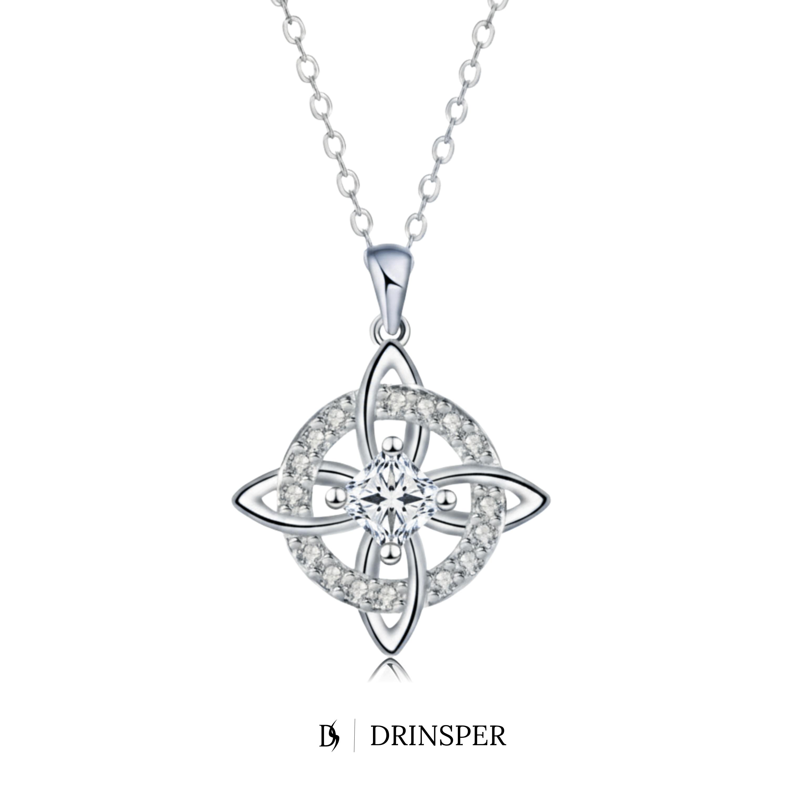 Drinsper Witches Knot Pendant Necklace for Women Girls Birthstone By Month Zirconia Hecate Dark Goddess of Witched Celtic Knot Design Tetragrammaton Collar De Amuleto De Protecion Pendientes Wiccan Pagan Fashion Jewelry Accessory Chrismas Gift for Mom