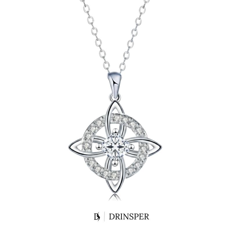 Drinsper Witches Knot Pendant Necklace for Women Girls Birthstone By Month Zirconia Hecate Dark Goddess of Witched Celtic Knot Design Tetragrammaton Collar De Amuleto De Protecion Pendientes Wiccan Pagan Fashion Jewelry Accessory Chrismas Gift for Mom