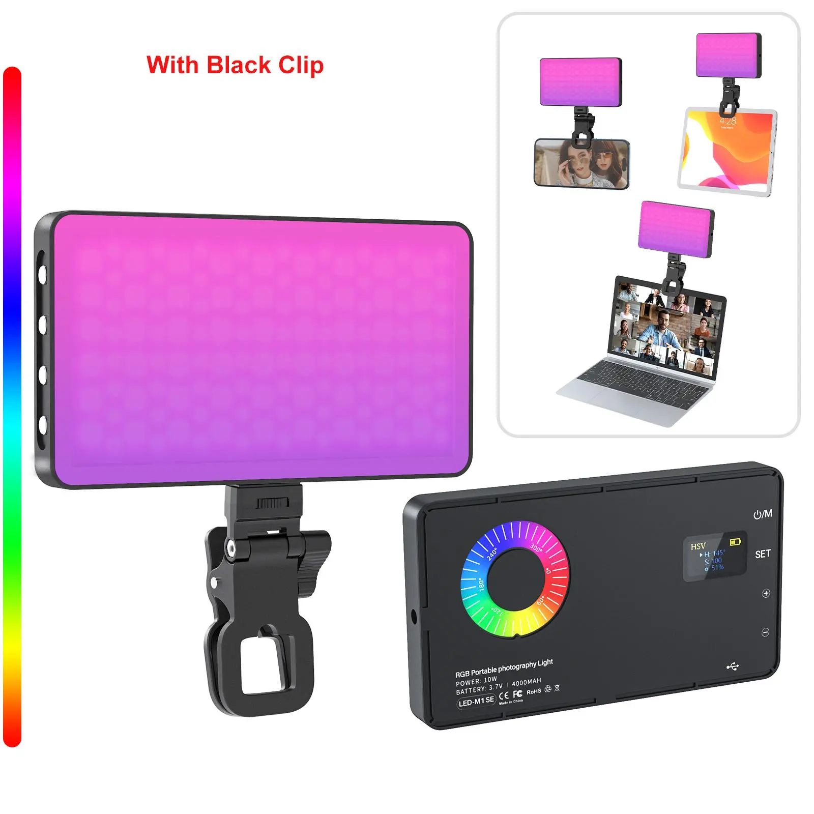 10w Full Color Photography Light, 360° Portable Video Light with LCD Display, Ideal Live Streaming and More, Photographic Fill Light, Photoshoot Light, Video Fill Lamp, Photo Lighting