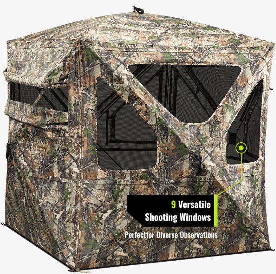 [Tidewe Hunting Winter] Tidewe Vis360 See Through Ground Blind Swing Door | 360° Camouflage Pop Up Hunting Blind for 2/3 Person | Portable Deer Blind with Orange Cover #Black Friday Deals