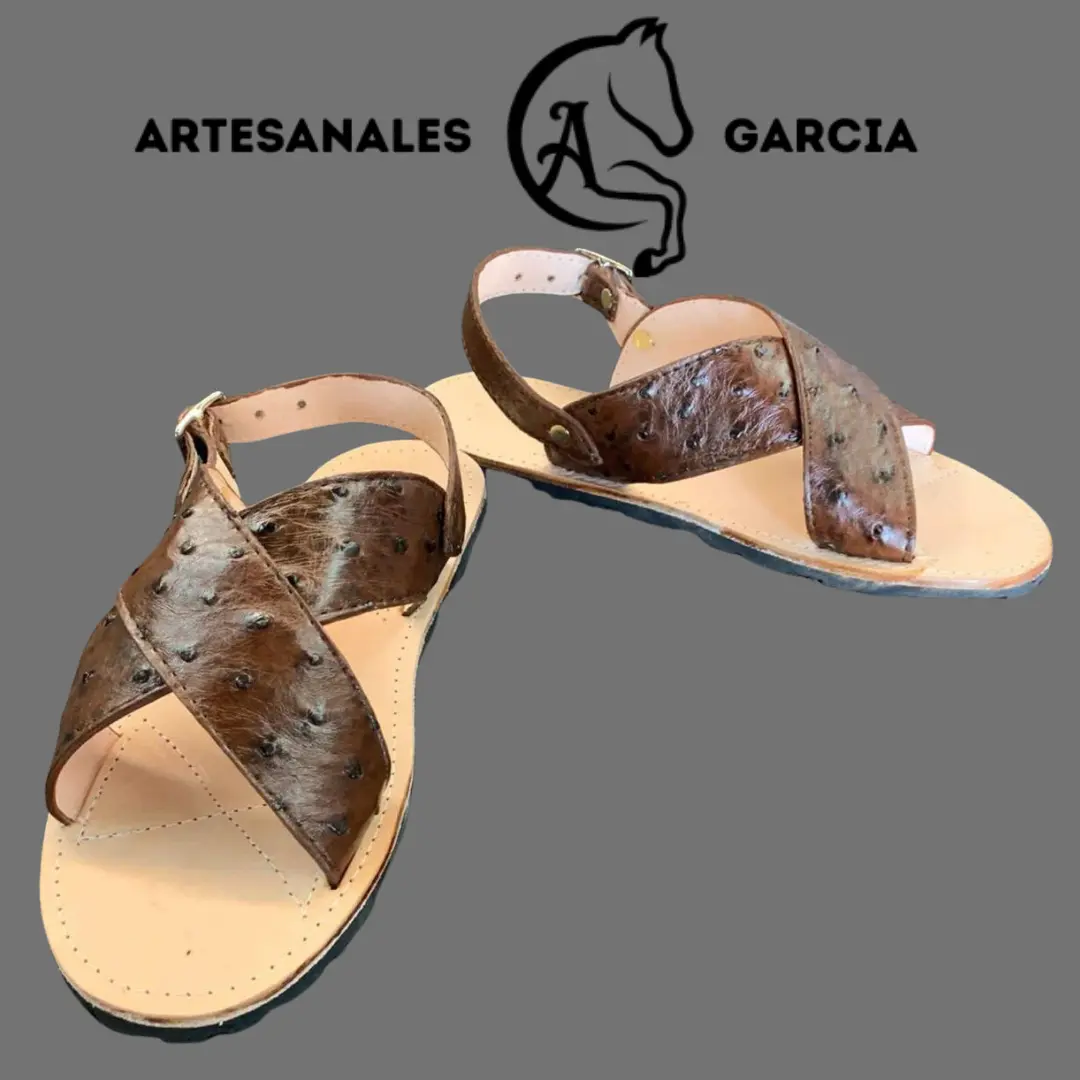 Huaraches Cruzado Avestruz  Cafe Fino Original