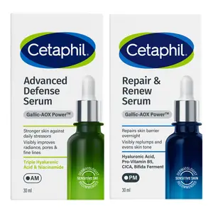 Cetaphil Serum Duo Bundle - Daily Defense Serum and Repair & Renew Serum