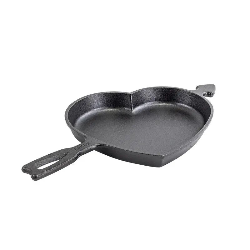 Seasoned Cast Iron Heart Pan, Durable Kitchen Cookware for Home Cooking