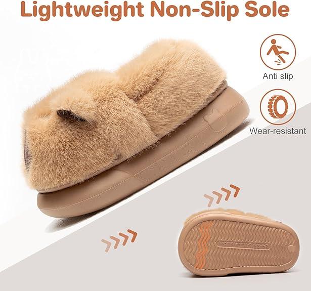 Drecage Toddler Kids Slippers Girls Boys House Shoes Winter Plush Warm Soft with Cute Cartoon Design Indoor Shoes for Boys and Girls