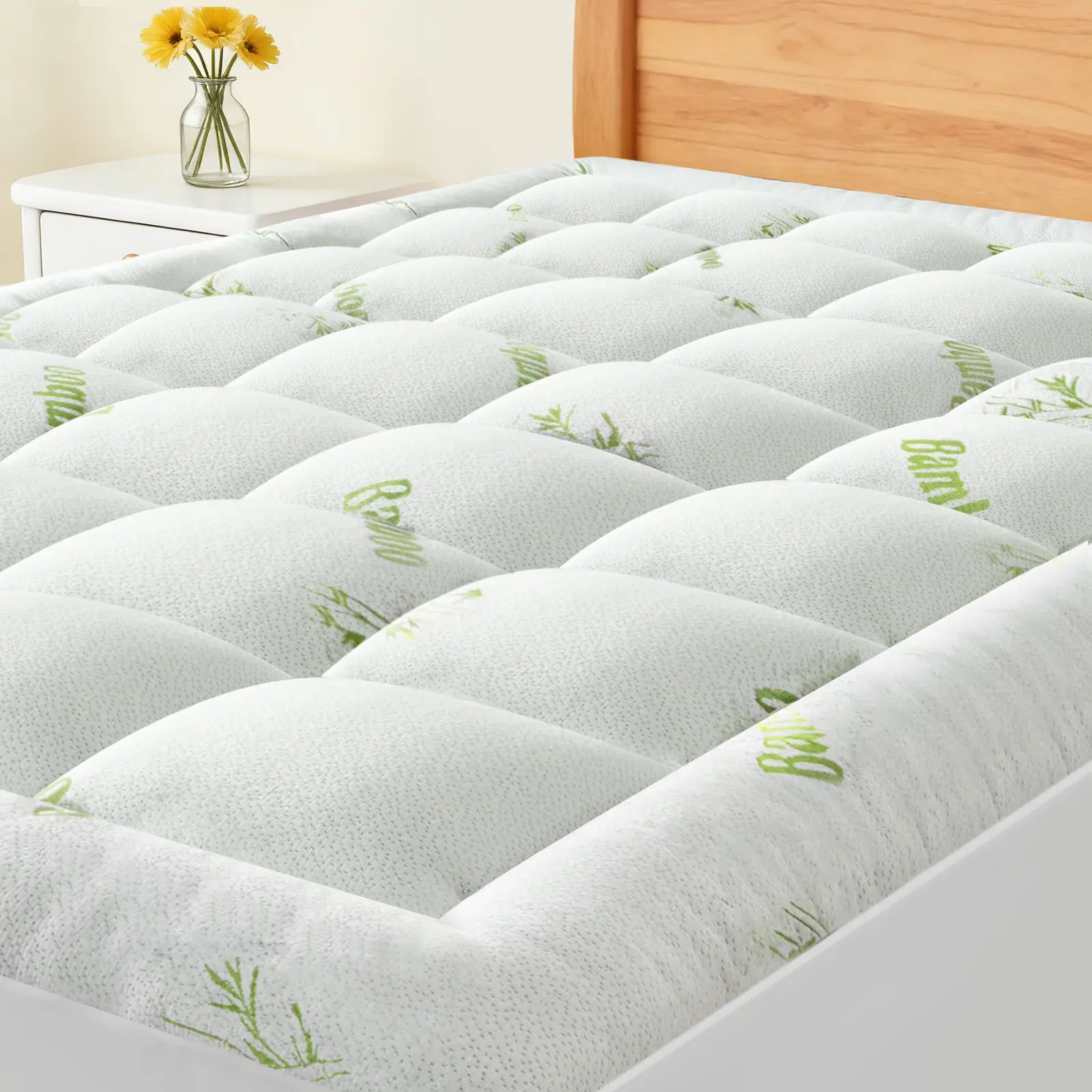 400g Bamboo Fiber Mattress Topper – Ultra Soft, Breathable & Cooling, Perfect for Back, Side & Stomach Sleepers