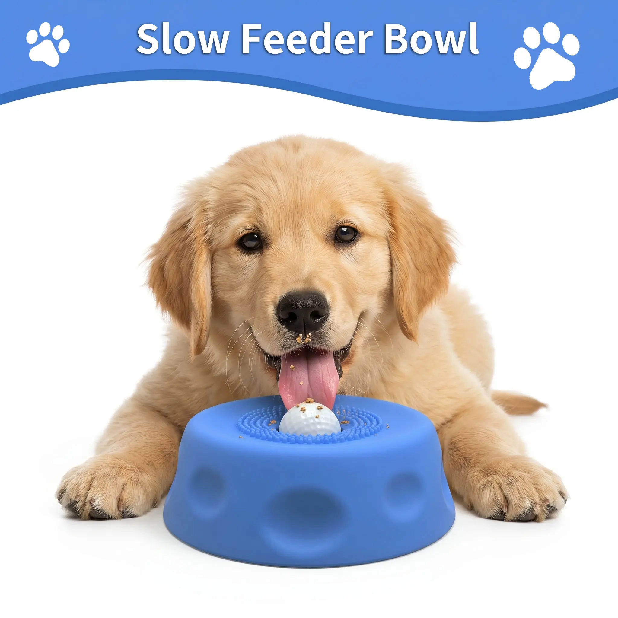 3-in-1 Dog Lick Bowl & Slow Feeder Toy | Calming Anxiety Relief Bowl | Interactive Puzzle Feeder with Rolling Ball | Bone Broth & Treat Compatible | Dishwasher Safe
