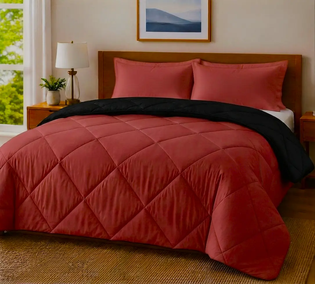 3-Piece Reversible Quilted Comforter Set with 2 Pillowcases, Soft Lightweight Microfiber Bedding for Everyday Comfort, Full/Queen & King/California King