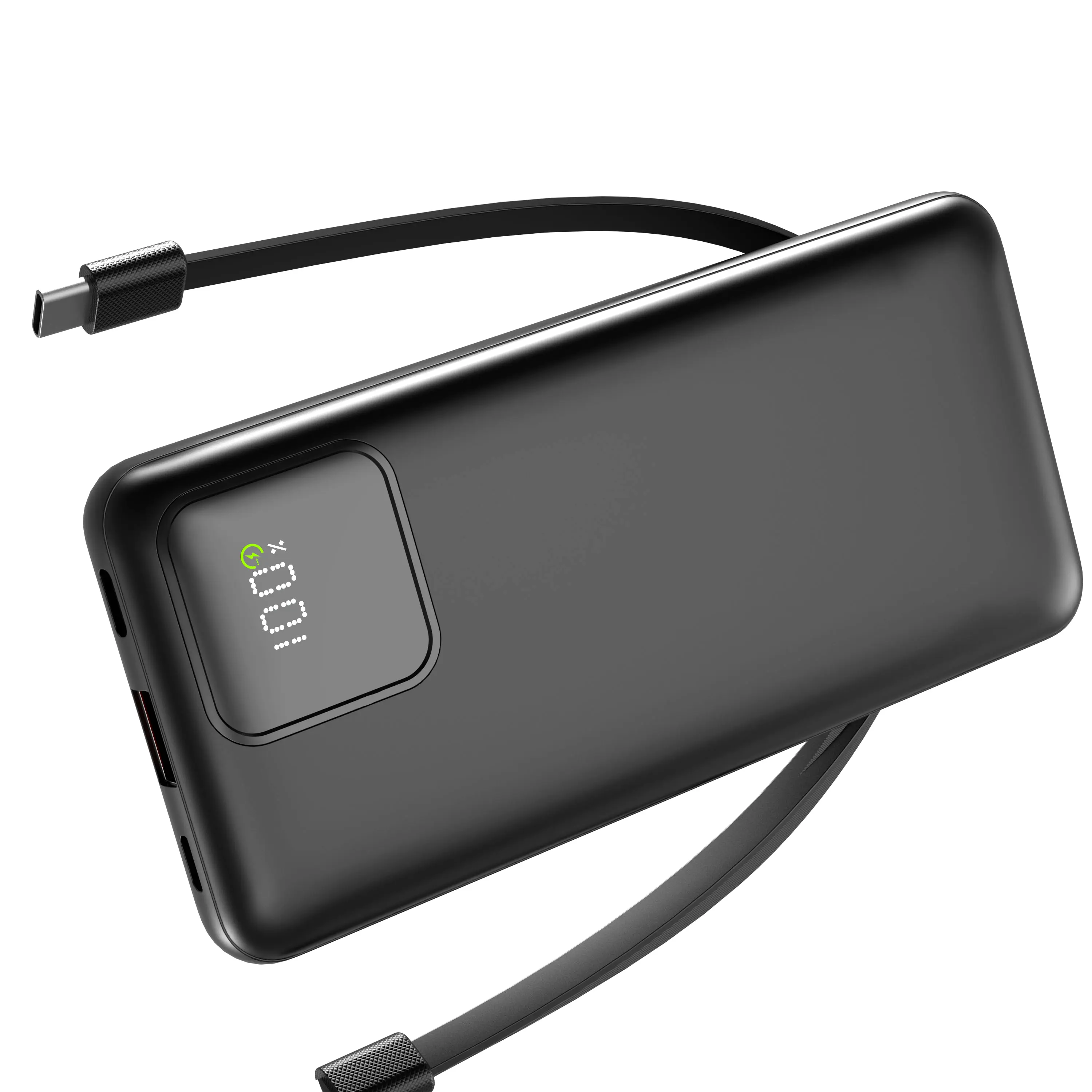 10000mAh Compact Portable Charger with Built-in Cables, 22.5W Fast Charging Slim Mobile Travel Battery Pack, Smartphone Accessories for iPhone, Samsung, Google Pixel, LG, Moto, iPad, USB-C & Micro USB Devices, Chargeable