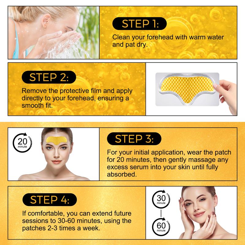 Forehead Patches 12pcs, Facial Patches Forehead, 24k Gold Forehead Collagen Patches with Collagen, Aloe, Vitamin E Deep Hydration & Firming (Gold) Skincare Mask Moisturizer Hydrating