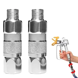 2PCS Spray Gun 360 Degrees Swivel Connector – Stainless Steel, Universal for Airless Paint Sprayers & Hoses(1/4inch)