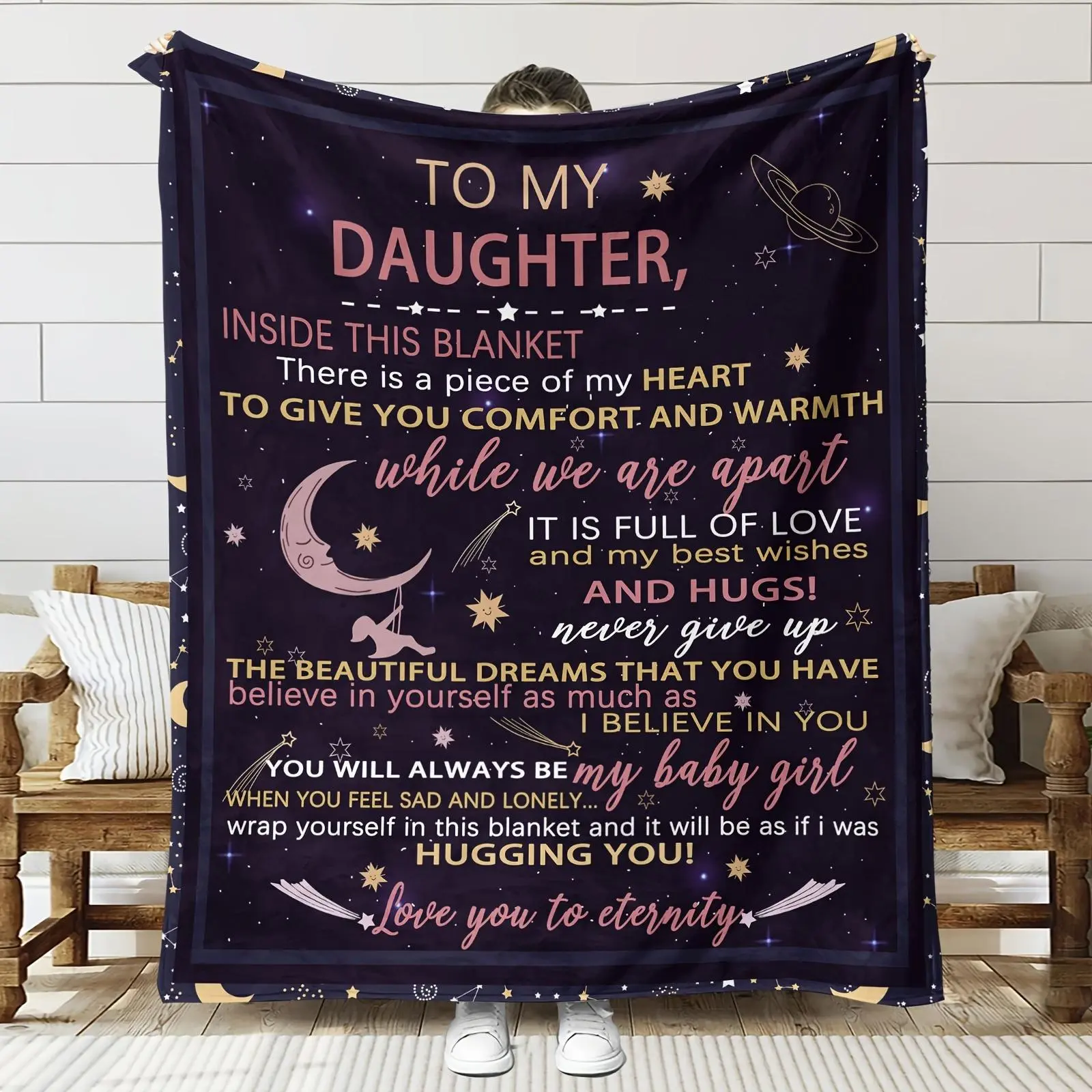 Flannel Blanket - Lightweight Cozy, Warm, Tear-Resistant with Vibrant Print, Heartwarming Blanket Gift for Family (Father's Day, Christmas/Wedding), Suitable for Sofas, Camping (Indoor Outdoor Use), Flannel Blankets, Lightweight Cozy Blanket