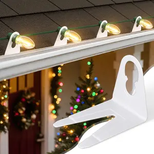 Brightown Christmas Light Clips for Outside, 100 Pack Roof Clips for C7 C9 Mini String Lights, Universal Gutter and Shingle Holiday Light Clip Set, for Christmas Decorations, White