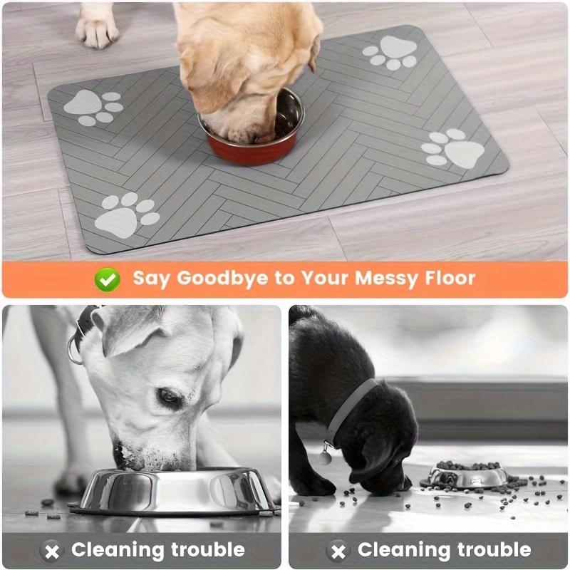 Quick-Drying Absorbent Pet Feeding Mat for Dogs and Cats, Non-Slip Rubber Bottom, Dark Polyester Surface for Indoor Use thin cold lightweight blanket small large
