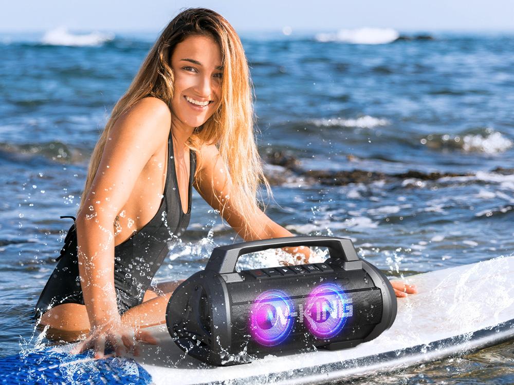 W-KING 120W Portable Bluetooth Speaker, IPX6 Waterproof Speakers Wireless Bluetooth 5.4, Loudest Speaker Bluetooth for Party, Outdoor, Pool, Beach, Large Boombox Speakers with Subwoofer/Deep Bass/DSP/Stereo Pairing/EQ/42H/Power Bank/AUX/TF