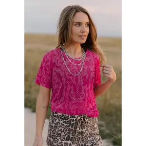 PINK Out Mesh Boot Stitch Top