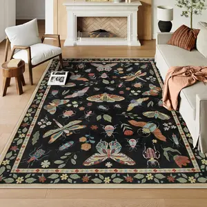 Lahome Washable Insect Area Rugs –Soft, Ultra-Thin Non-Slip Stain-Resistant Rug for Living Room, Bedroom, Dining Room and Office