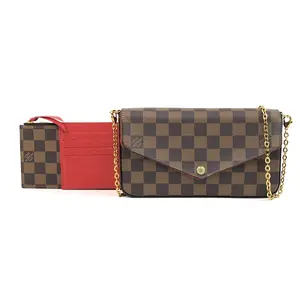 Pre-owned Louis Vuitton leather Shoulder Bags Damier Ebene Pochette Félicie PM JV00128 NO2