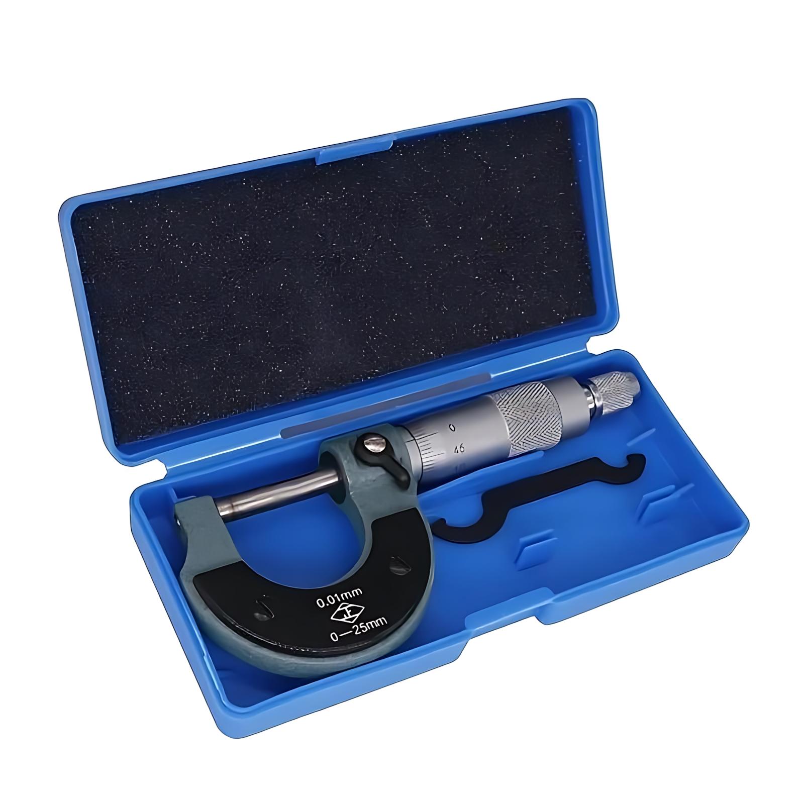 Easy Grip Micrometer 0 25mm with Ratchet Stop and Locking Nut Precision Machinist Tool for Metalworking Mechanical Engineering Workshop DIY Builders and Hobbyists