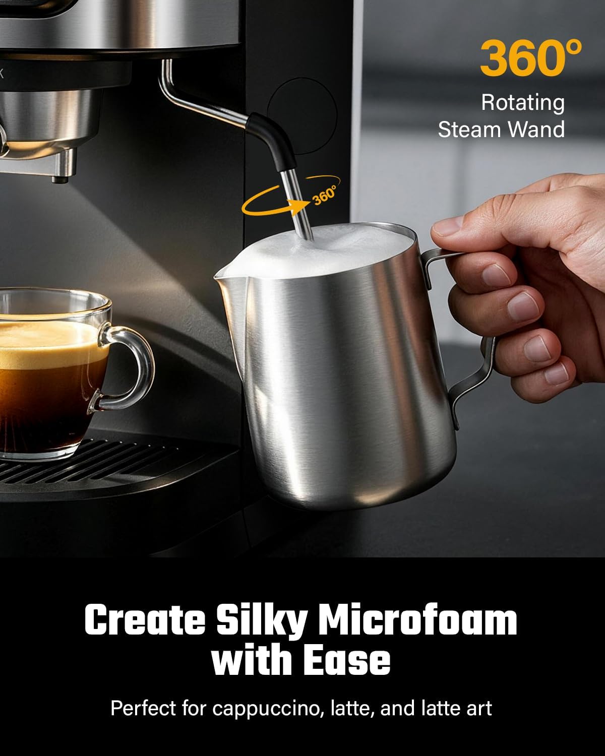 SHARDOR Espresso Machine with Milk Frother, LED Touchscreen, Black | 15 Bar, Expresso Machine with Single & Double Shots, Strong Steam Wand, 40.6oz Tank, 1550W, 12.20 x 5.91 x 11.5 in,BPA-Free tiktokshopbacktoschool SHARDOR Espresso Machine with Milk Frother, LED Touchscreen, Black | 15 Bar, Expresso Machine with Single & Double Shots, Strong Steam Wand, 40.6oz Tank, 1550W, 12.20 x 5.91 x 11.5 in,BPA-Free tiktokshopbacktoschool