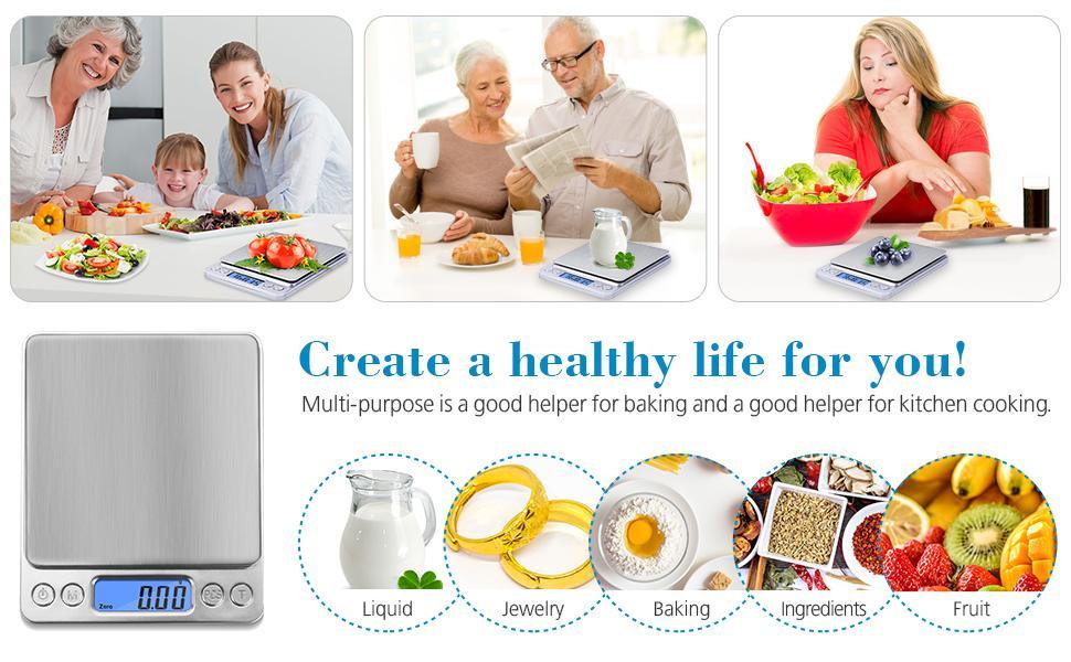 Food Scale, Portable Kitchen Scale, Stainless Steel Kitchen Weighing Scale for Indoor & Outdoor, Bakeware, Digital Weighing Machine, Accurate Digital Scale, Home Modern Measuring Tool, Food Gadgets, Home Decor, Digital Kitchen Scale living room