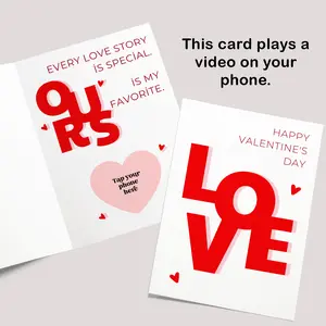Personalized Video Card | Valentine Card with Video 4x6 Greeting Card Plays a Video on Your Phone Includes Envelope Perfect for Valentine's Day
