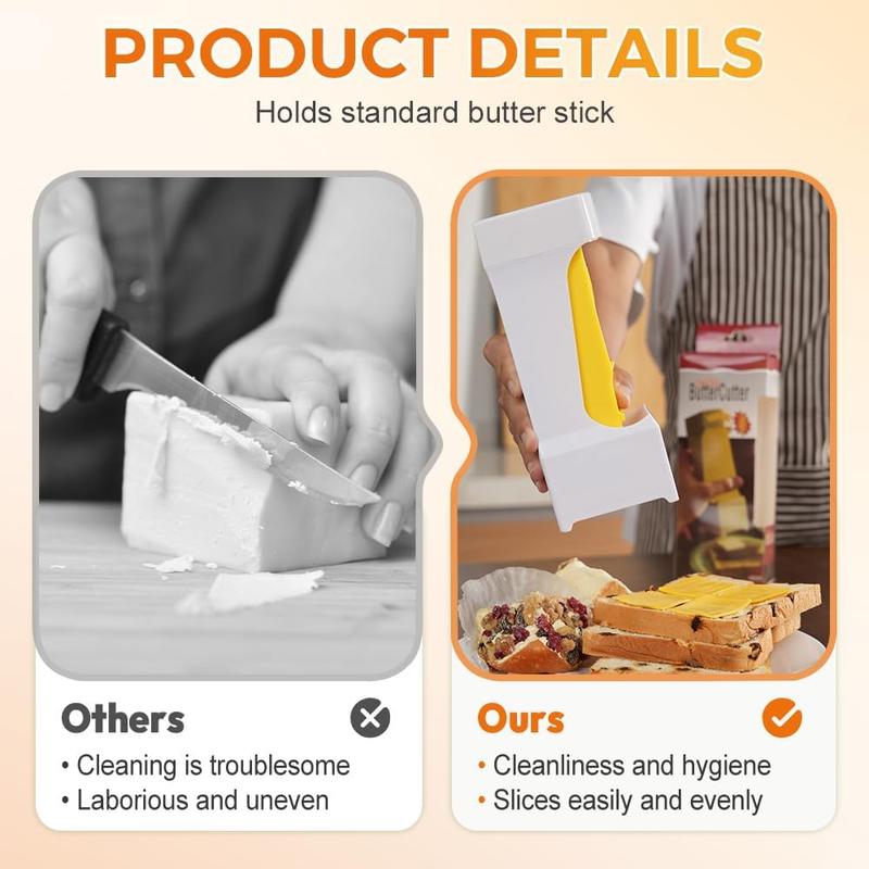 UFORU Butter Cutter, One Click Stick Butter Cutter Slicer Single Stick, Butters UFORU Dispenser and Storage Case, Cheese Splitter with Stainless Steel Blade for Quickly Making Bread, Cakes, Breakfast