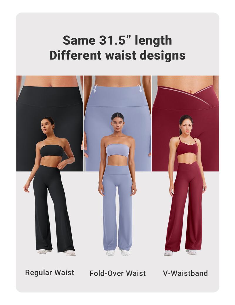 YEOREO Eddiy 31.5" Fold Over Straight Leggings Women High Waist Yoga Pants Gym Outfits