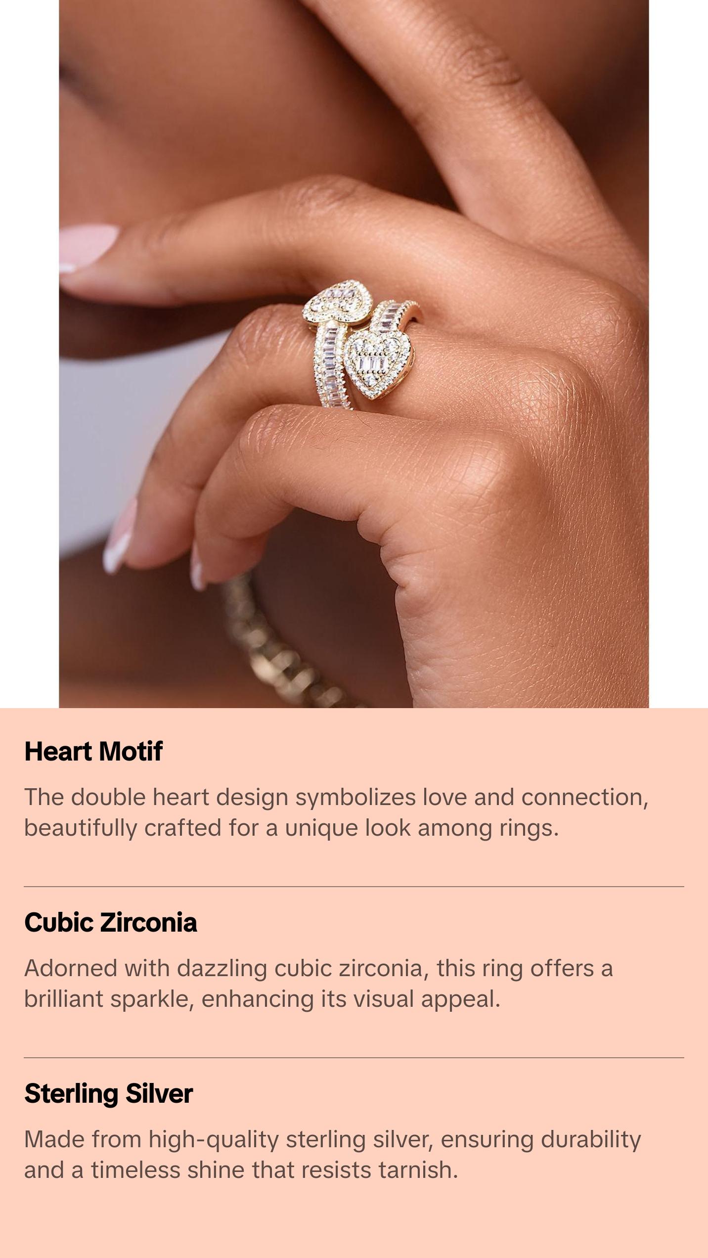 Silver Double Heart Ring