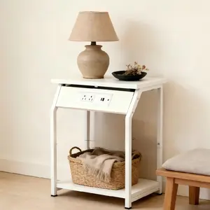 【Buy One Get Two】MUSEN Set of 2 Side Table with Charging Station, Bedside Nightstand with 3-Layer Storage Shelves, End Table for Living Room, Bedroom, Modern Table for Sofa and B