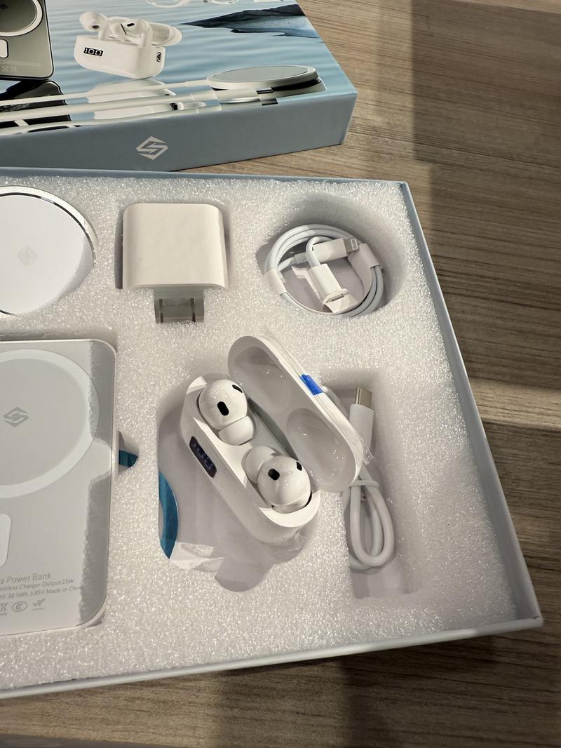 6-in-1 Wireless Charging Accessories Set with Magnetic Power Bank, Charger, Earbuds and Cables