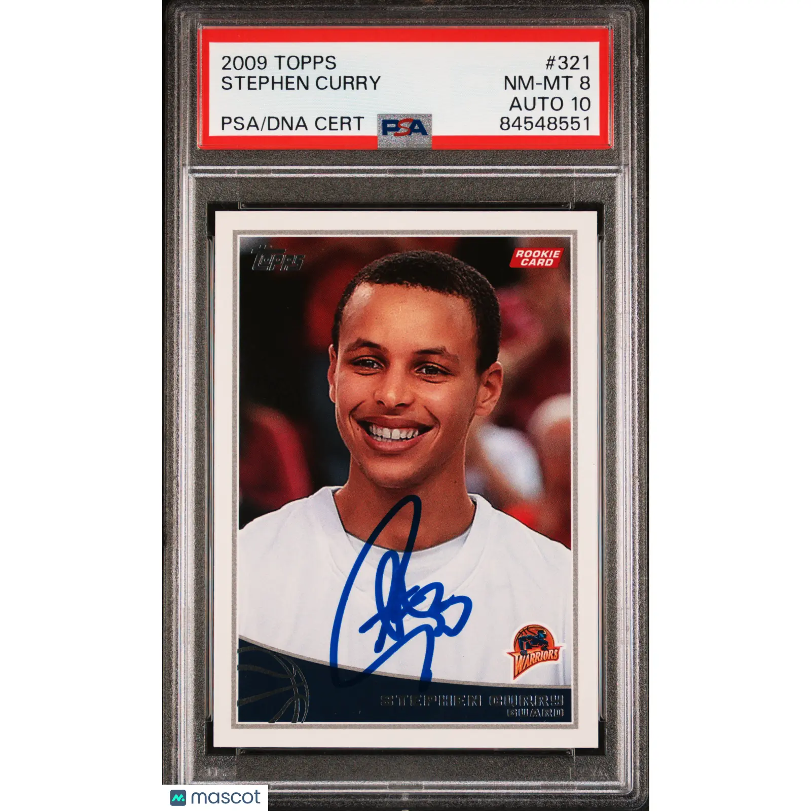 2009 Topps #321 Stephen Curry Signed Card Auto 10 PSA 8 Slabbed GS Warriors