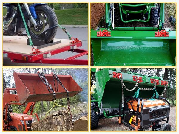 Nilight 2PCS Tractor Bucket Hooks with Tie Down Ring, Grade 70 Grade Forged Steel Bolt-On Grab Hook with Back Plates for Tractor Bucket RV UTV Truck MBS 15000 lbs, Red