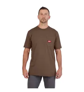 Milwaukee Men's Large Brown GRIDIRON Cotton/Polyester Short-Sleeve Pocket T-Shirt for Menswear Top