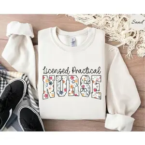 Floral LPN Sweatshirt LPN Shirt, LPN Graduation Gift, Licensed Practical Nurse Crewneck, Rn Nurse Sweater, Lpn Nurse Appreciation Gift Shirts Menswear Black