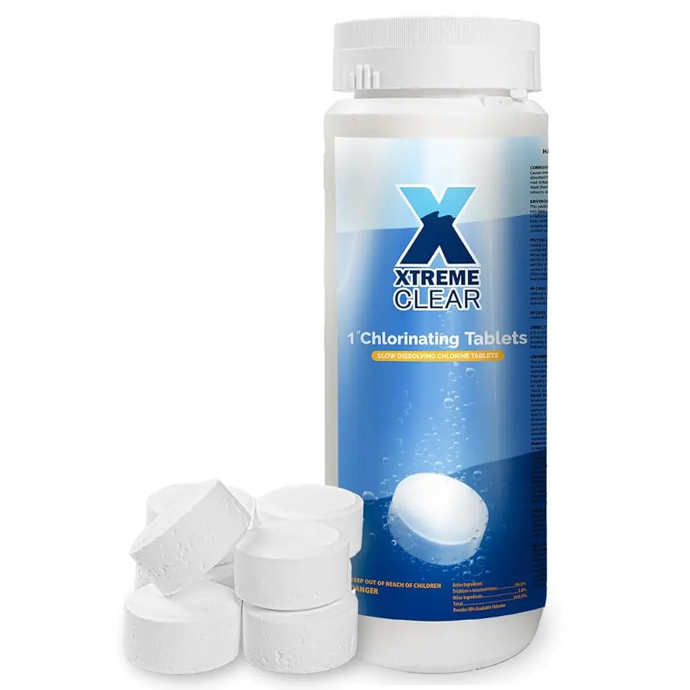 XtremepowerUS XtremeClear 1in UV-Stable Slow-Dissolve Chlorine Tablets - 99% Trichloro-s-triazinetrione Pool Chemicals & Water Testing Products for Above-Ground Pools, Hot Tubs (1.5lb/5lbs/9-Pack), Chlorine Tablets Chemicals & Water Testing Products, Aqua