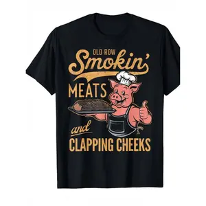 Women s T shirt BBQ Enthusiast Smokin Meats Clapping Cheeks Graphic Tees Fashion Casual Short Sleeve Summer Top for Women