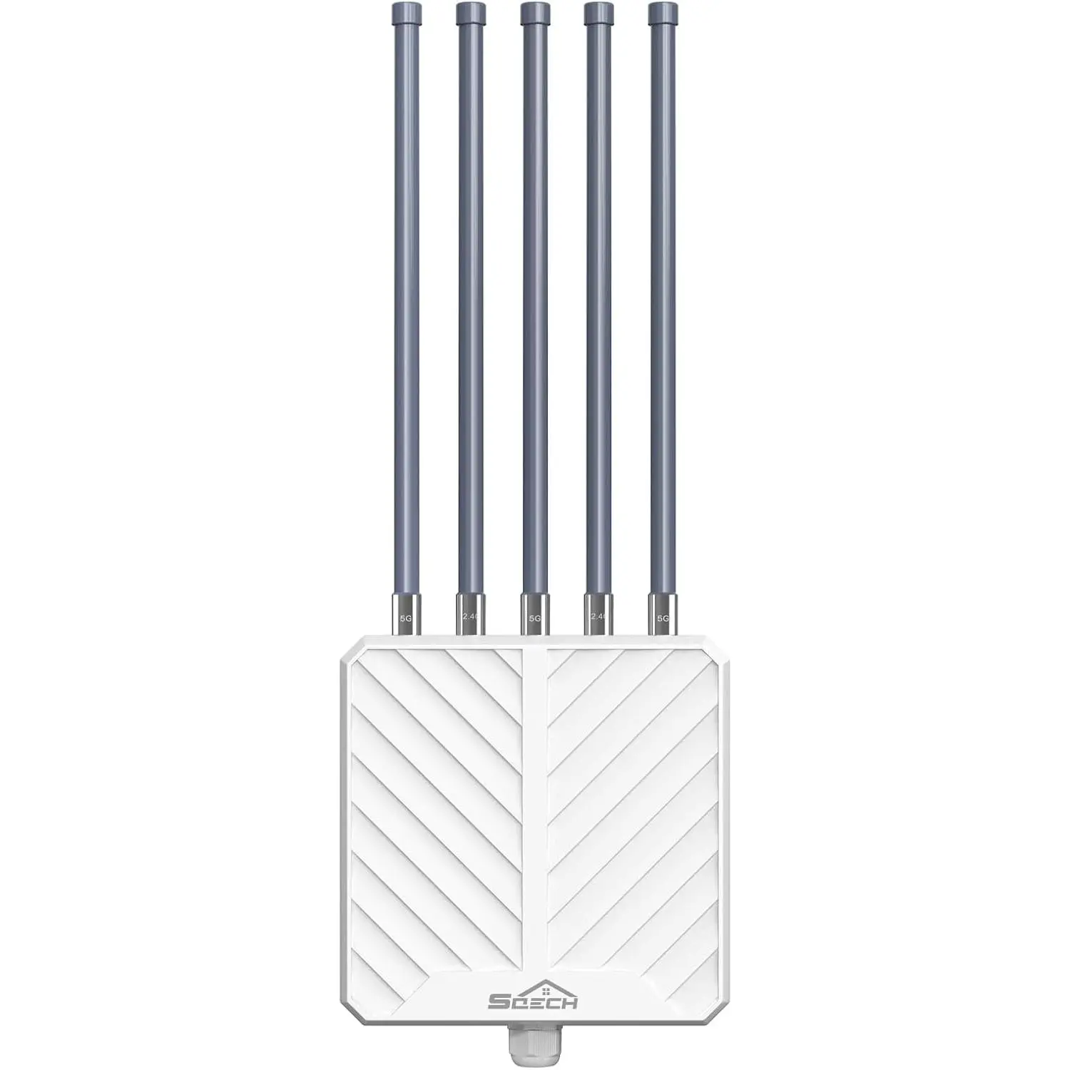 SQECH AX3000 Outdoor WiFi Extender Dual Band Wireless Access Point with 5x8dBi Antennas 48V PoE Adapter IP67 Waterproof Supports 256 Devices for Farm Courtyard Campground