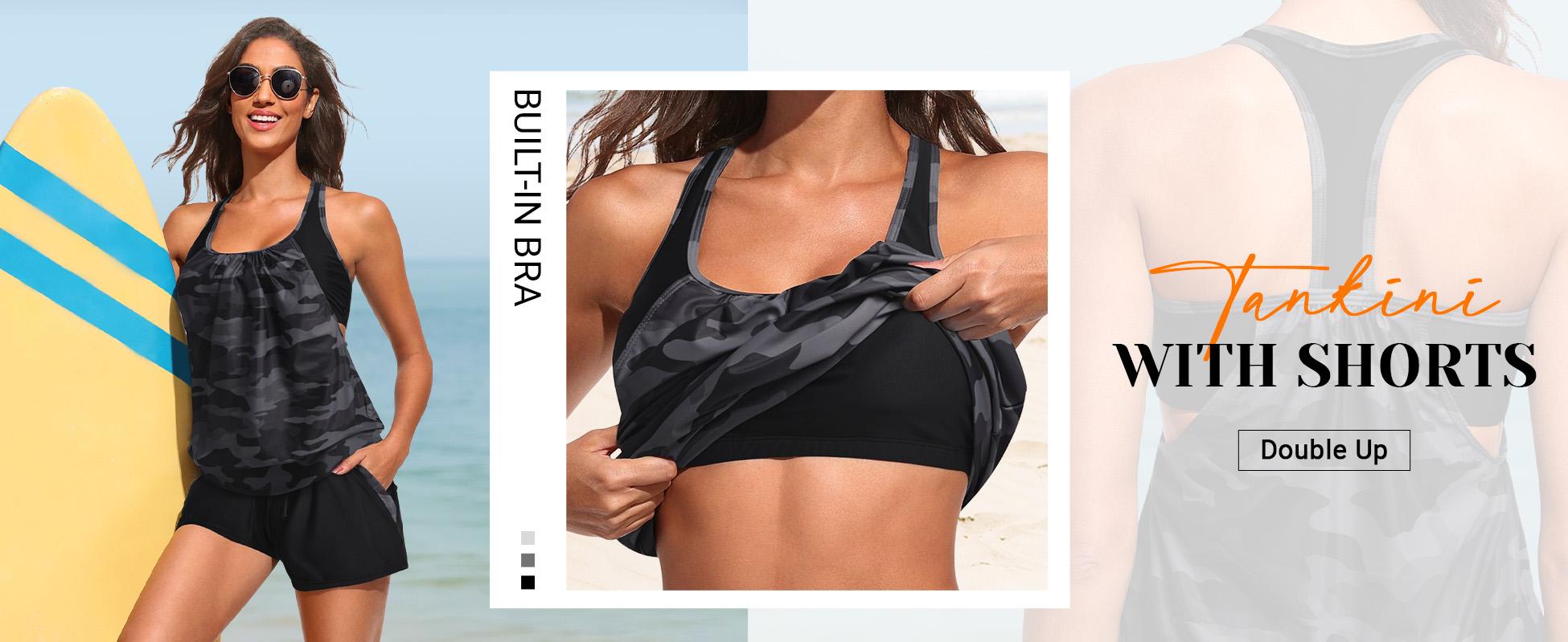 Daci Tankini Swimsuits for Women - 2026 Tummy Control Two Piece Bathing Suit with Sporty Pockets Shorts Blouson Swimwear Daci Tankini Swimsuits for Women - 2026 Tummy Control Two Piece Bathing Suit with Sporty Pockets Shorts Blouson Swimwear