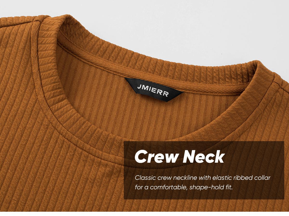 JMIERR Mens Long Sleeve Muscle T Shirts Casual Crewneck Knitted Longline Textured Tee Shirts for Gym Workout