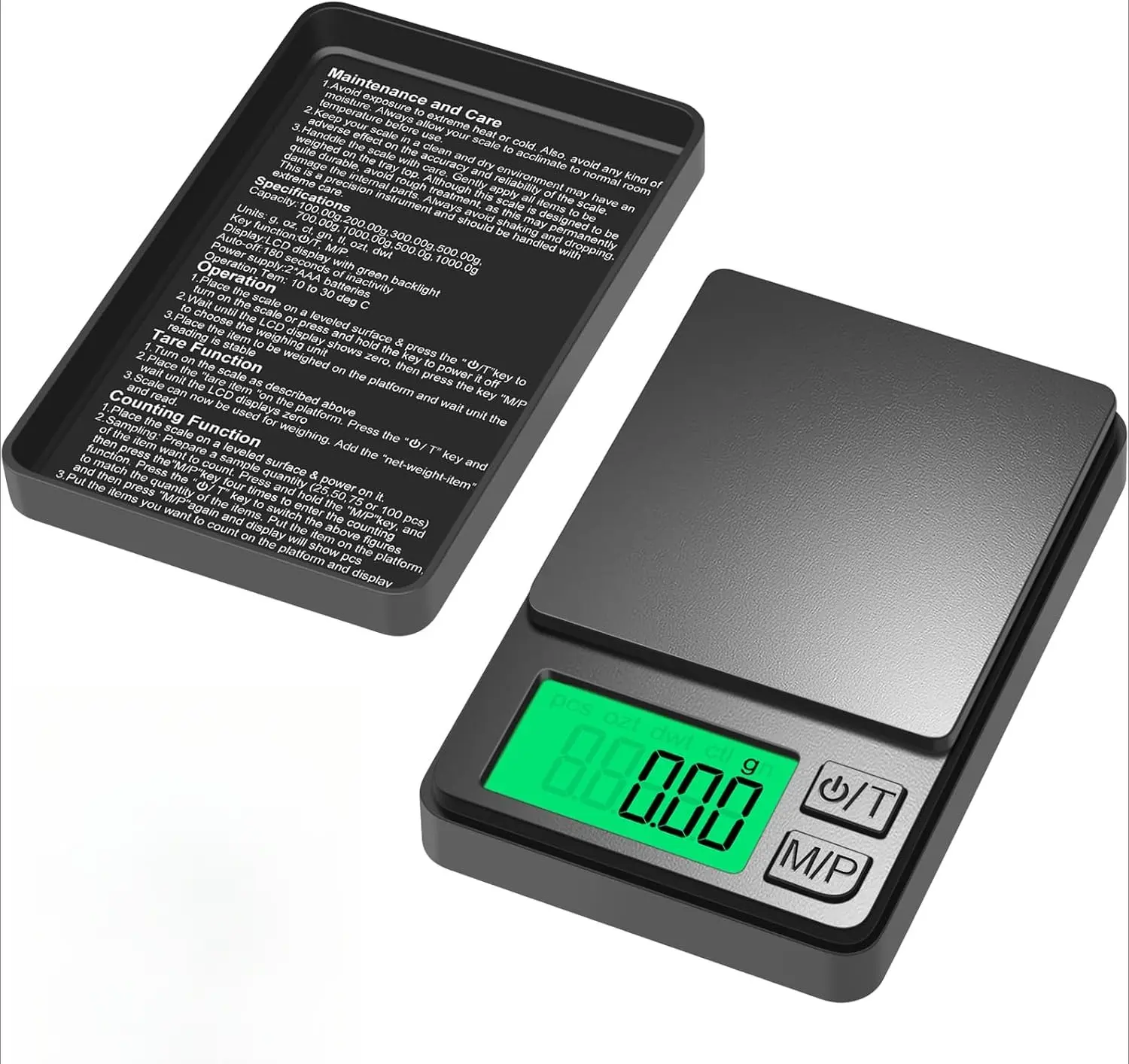 Digital Pocket Scale | 1000g x 0.01g Precision | Jewelry Gram Scale | Portable with Protective Cover | Backlit LCD & Tare Function | for Food Kitchen Coffee