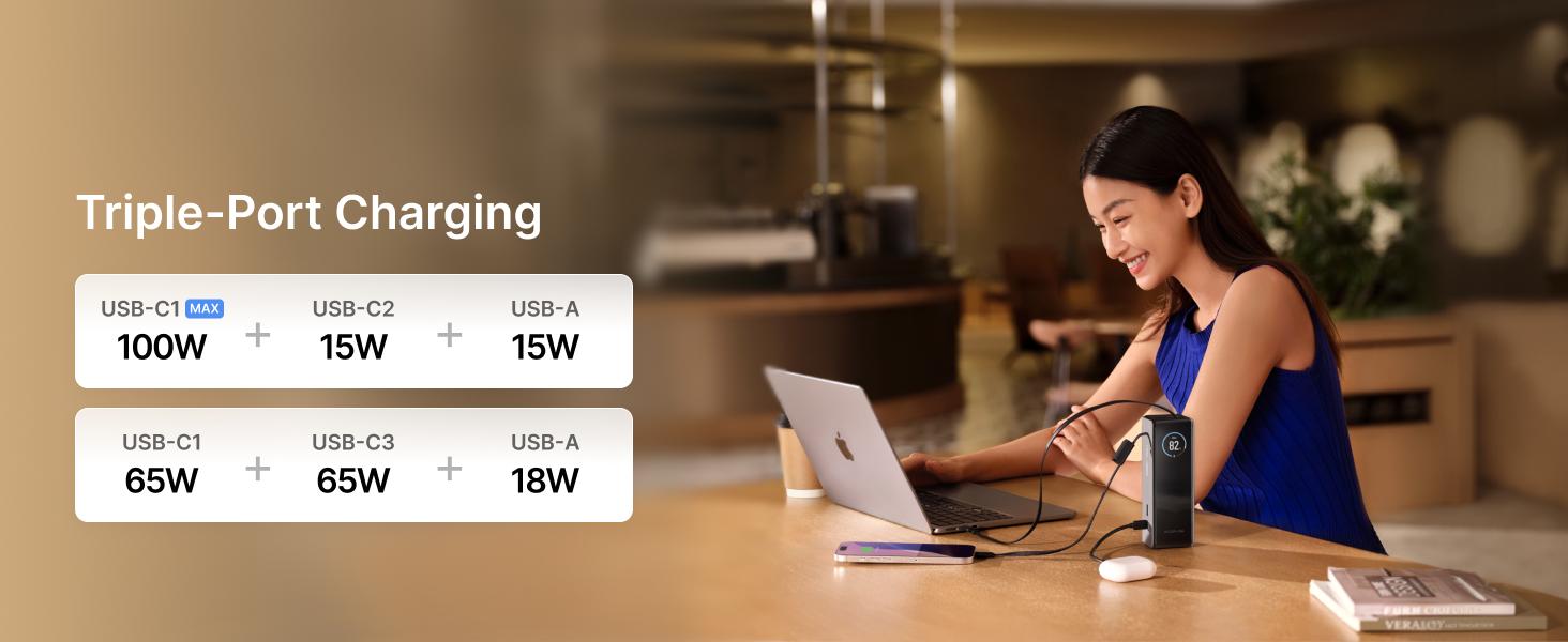 【Exclusive TikTok Gift】ECOFLOW Rapid Power Bank, 25,000mAh, 170W, 100W Built-in and Retractable Cables, Portable Charger with Triple 100W USB-C Port, Compatible with iPhone Series, Samsung, Laptop and More, Silver Travel Battery Pack 【Exclusive TikTok Gift】ECOFLOW Rapid Power Bank, 25,000mAh, 170W, 100W Built-in and Retractable Cables, Portable Charger with Triple 100W USB-C Port, Compatible with iPhone Series, Samsung, Laptop and More, Silver Travel Battery Pack