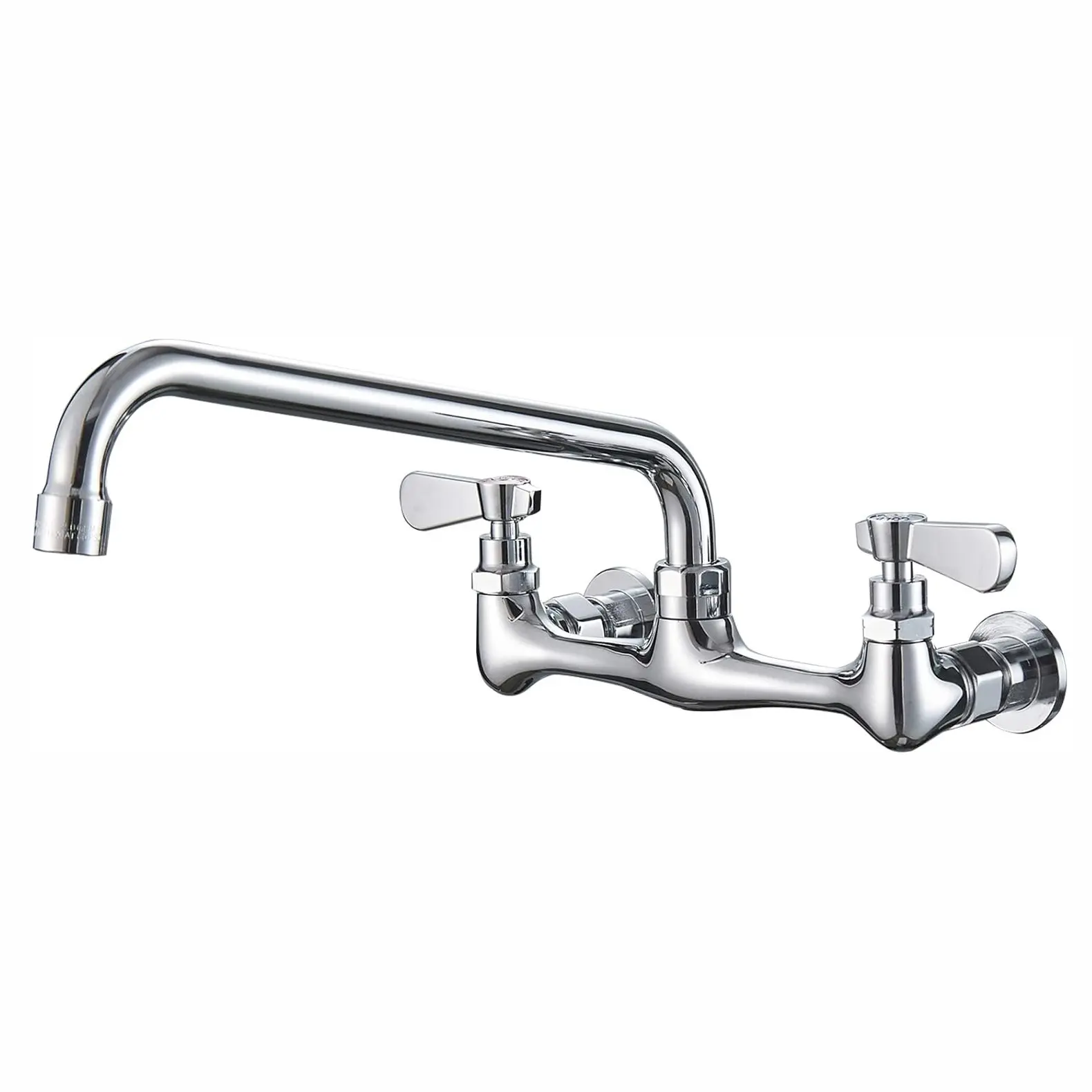 Kitchen Faucet Wall Mount with 8/12 Inch Swivel Spout 8" Center 2-Handle Commercial Sink Faucet Mixer Tap Polish Chrome Utility Faucet