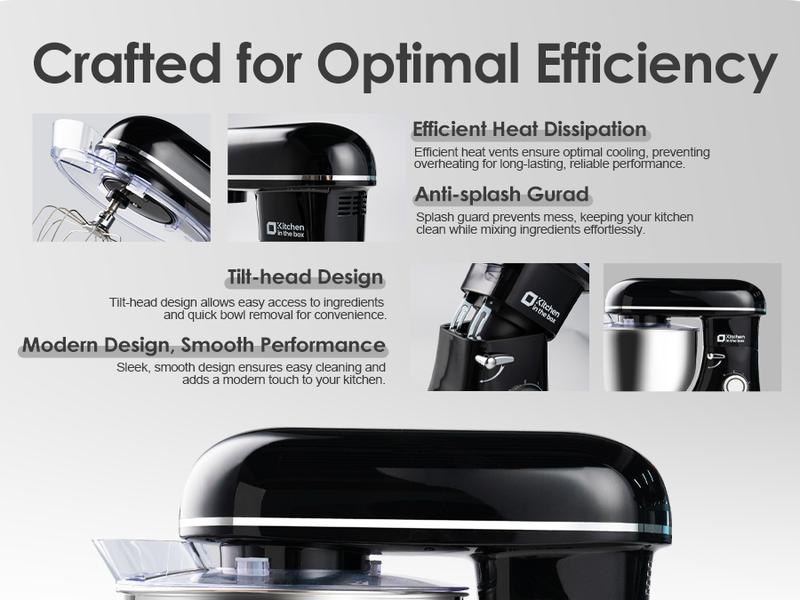 Kitchen in the Box Stand Mixer 8.5 Quart 900W Electric Mixer with Stainless Steel Bowl, 6 Speed Settings, Dough Hook, Flat Beater & Egg Whisk for Heavy Dough, Large Capacity Food Mixer for Home Cooks Household Kitchen in the Box Stand Mixer 8.5 Quart 900W Electric Mixer with Stainless Steel Bowl, 6 Speed Settings, Dough Hook, Flat Beater & Egg Whisk for Heavy Dough, Large Capacity Food Mixer for Home Cooks Household