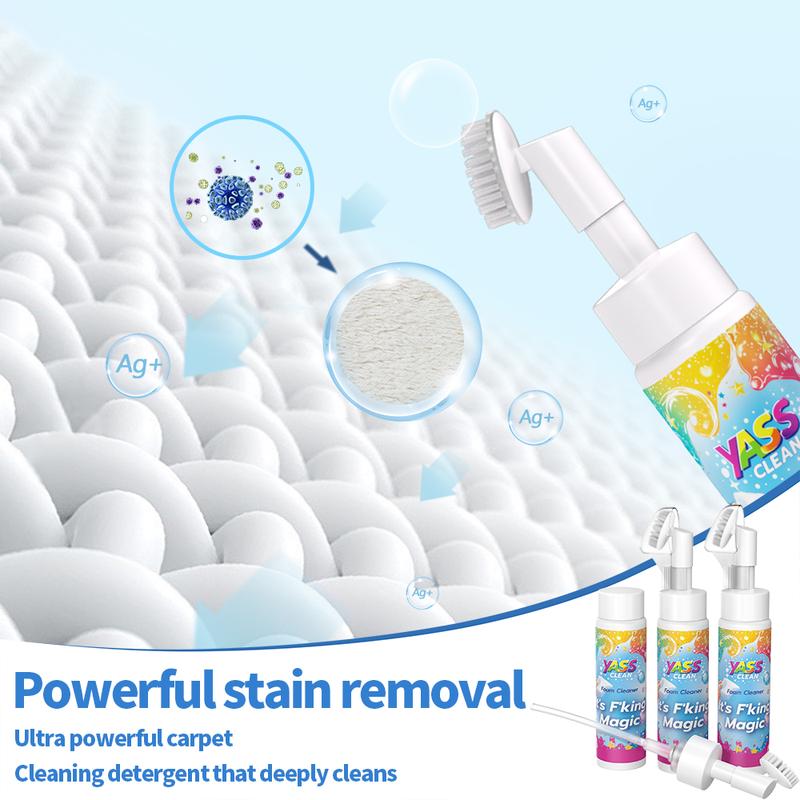 Yass Clean F'king Magic Foam Cleaner 3PACK 200ML Removes Stains With Carpet Cleaner Brush,Effectively Removes Stains And Odours Caused By Pets From Carpets And Upholstery Yass Clean F'king Magic Foam Cleaner 3PACK 200ML Removes Stains With Carpet Cleaner Brush,Effectively Removes Stains And Odours Caused By Pets From Carpets And Upholstery