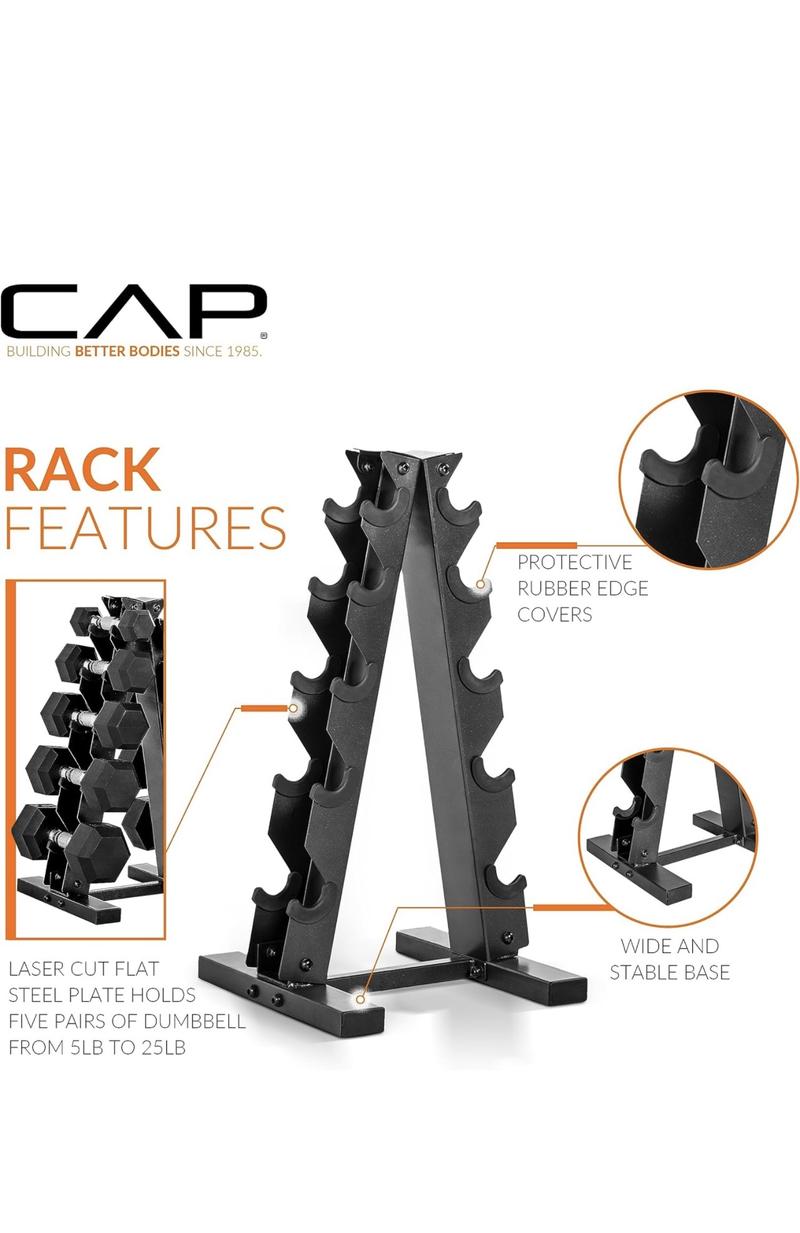 CAP Barbell Dumbbell Set with Rack - Multiple Options in 150lbs and 210lbs